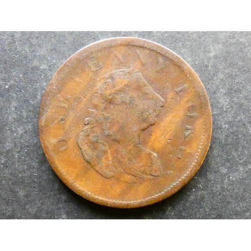 266 - TOKEN.  Ireland, Penny, 1800, obverse; ONE PENNY TOKEN, laureate draped bust of George III right, wi... 