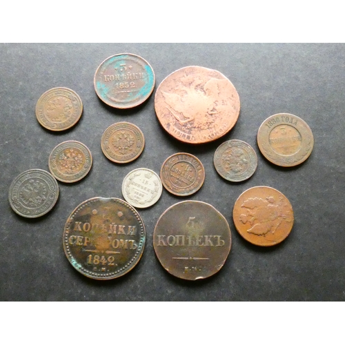 202 - COINS.  Russia, Empire, small group modern minors, including 1 Kopek (1868 EM, 1894 CΠБ, 1903 CΠБ, 1... 