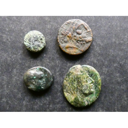 70 - COIN. Ancient Greece x4, including Islands of Thrace,  AE10, 1.16g, of Thasos, before circa 357BCE, ... 