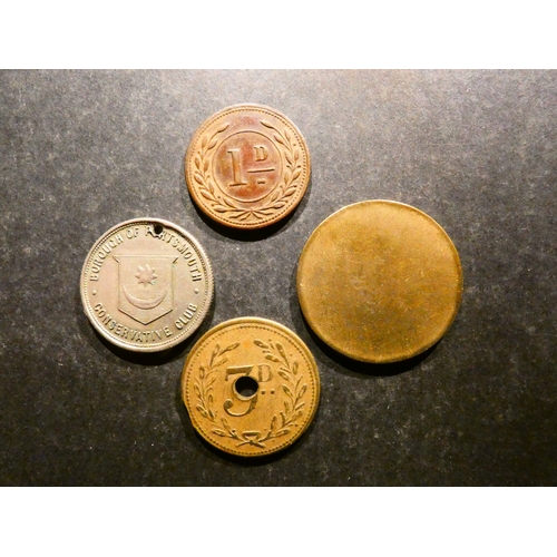 260 - TOKENS.  Great Britain, Social & Political clubs, refreshment tokens, various x4, including Hampshir... 