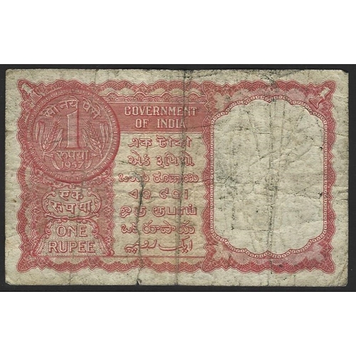 BANKNOTE. India, 1 Rupee, 1957(1959), issue for Persian Gulf, sign. A,K ...