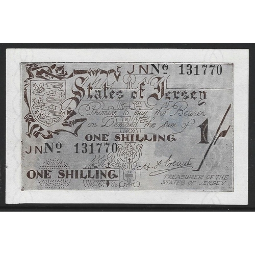 62 - BANKNOTE. United Kingdom, Jersey, 1 Shilling, ND(1942), sign. H.F. Ereaut, JE2, P-2a, serial number ... 
