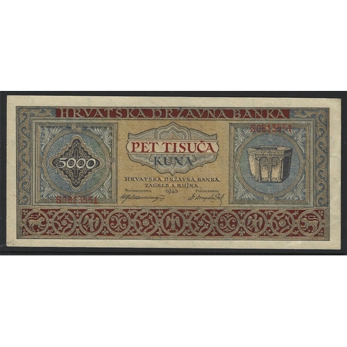 69 - BANKNOTE. Croatia, 5000 Kuna, 1.9.1943, P-13a, EF