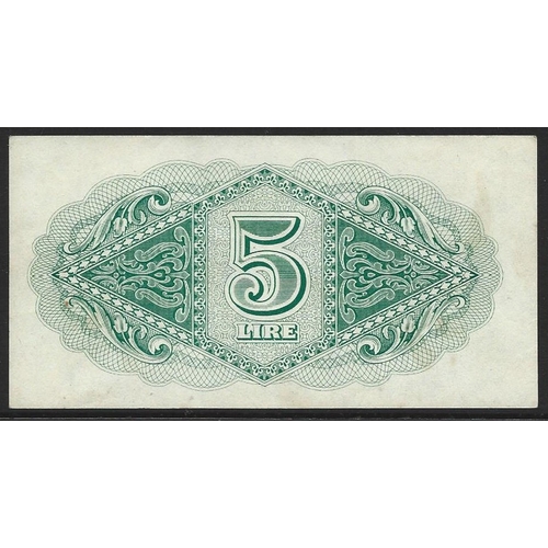 76 - BANKNOTE. Libya, British Military Authority in Tripolitania, 5 Lire, ND(1943), P-3a, EF