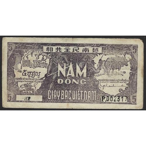 83 - BANKNOTE. Vietnam, 5 Dong, ND(1948), face purple-brown, P-17a, VG+