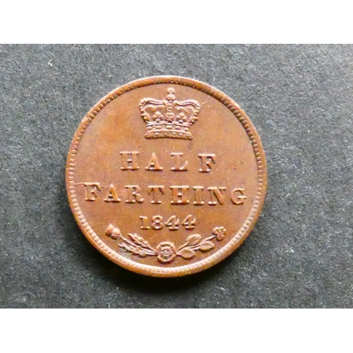 119 - COIN. United Kingdom, Victoria (1837-1901), copper ½-Farthing, 1844, S-3951, AUNC, trace original lu... 