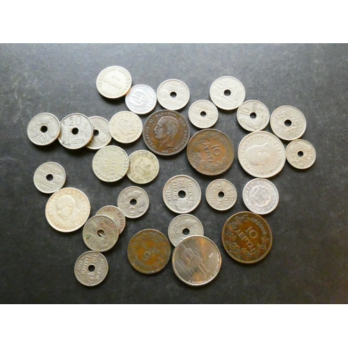 183 - COINS.  Greece, small collection of modern minors, including 5 Lepta (1869BB, 1912 x56, 10 Lepta (18... 