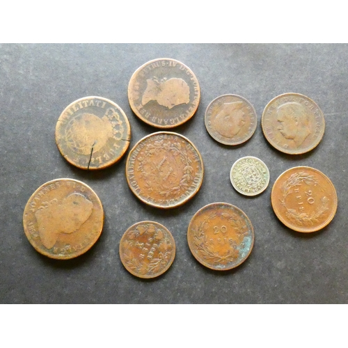 220 - COINS. Portugal, Kingdom, bronze 10 Reis (1882, 1883), together with bronze 20 Reis (1850, 1884, 189... 