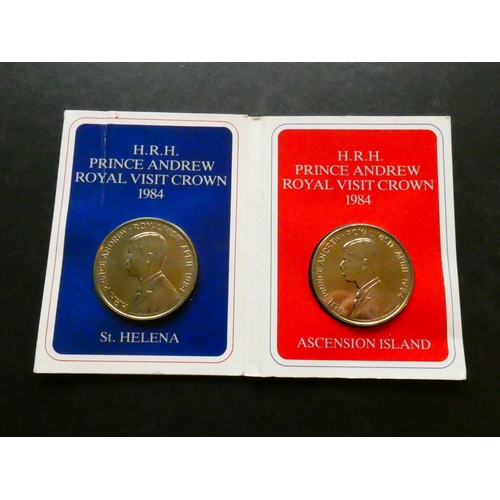 226 - COINS. St. Helena, copper-nickel 50 Pence, 1984, royal visit of Prince Andrew, KM13, together with A... 