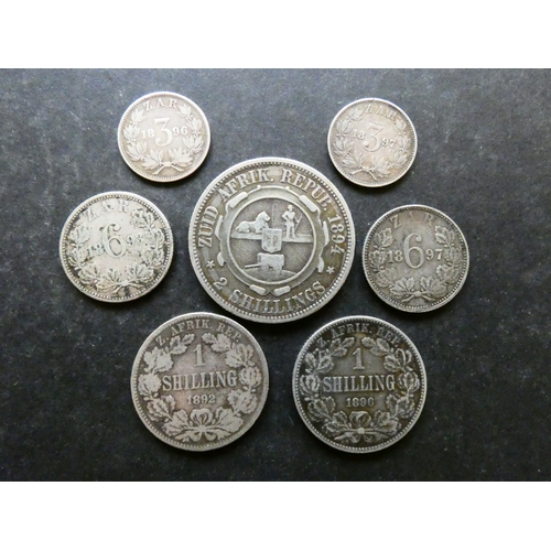 229 - COINS. South Africa, Zuid Afrikaansche Republiek, Threepence (1896, 1897), together with Sixpence (1... 
