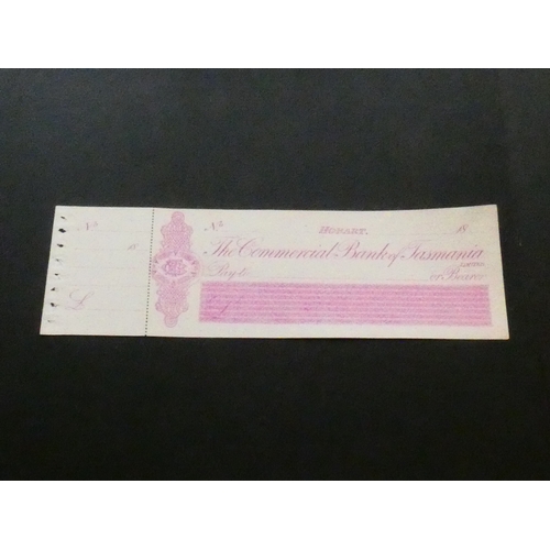 EPHEMERA. Australia, unissued cheque, with counterfoil attached, THE ...