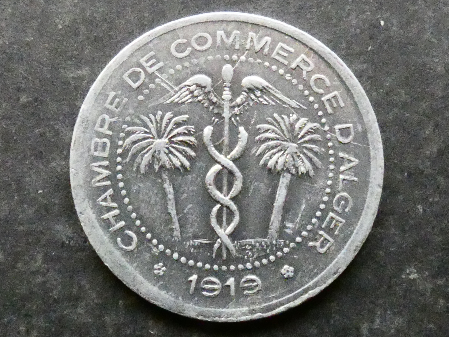 TOKEN. Algeria, Alger Department, Emergency token, 5 Centimes, CHAMBRE ...
