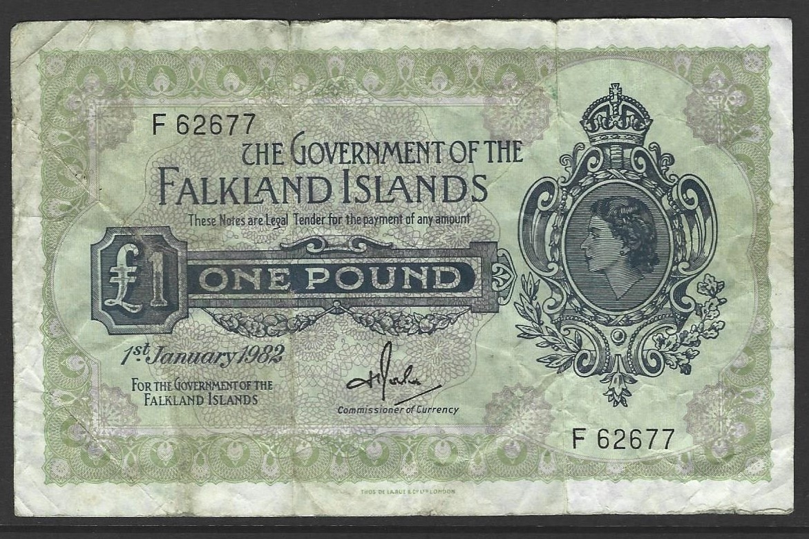 BANKNOTE. Falkland Islands, 1 Pound, 1st January 1982, sign. H.T ...
