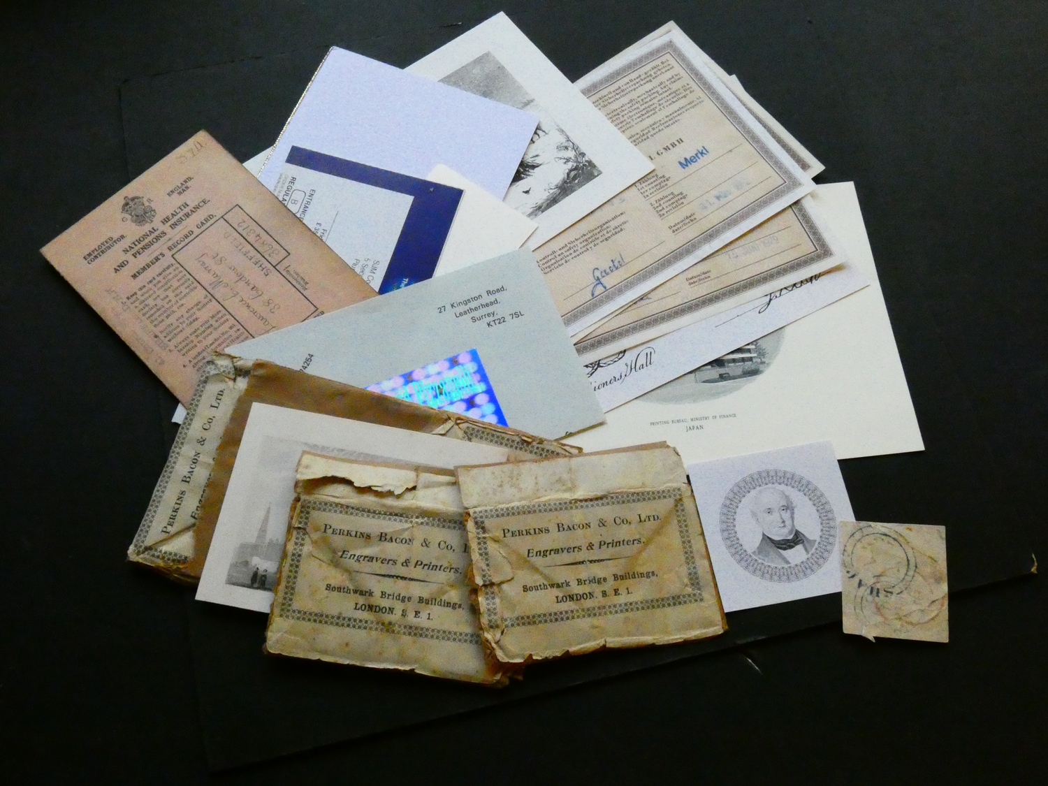 EPHEMERA. Original packaging, PERKINS BACON & CO, ENGRAVERS & PRINTERS ...