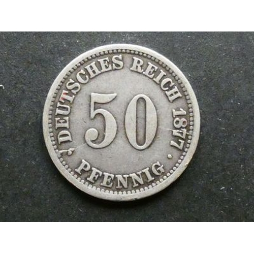 COIN. Germany, Unified Empire (1871-1918), silver 50 Pfennig, 1877 E ...