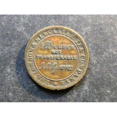 TOKEN. Tea company check, obverse; THE LONDON & NEWCASTLE TEA COMPANY'S ...