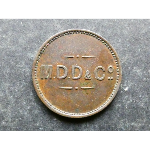 TOKEN. Ceylon, estate token, ND(before 1869), obverse; M.D.D & Co ...