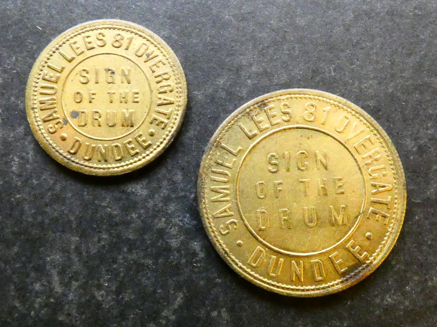 TOKENS. Value-stated checks, Scotland, Dundee, obverse; SAMUEL LEES 81 ...