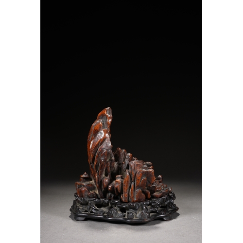 119 - A bamboo carved boulder 'scholars in the mountain forest', Qing Dynasty 15cm long, 15cm high