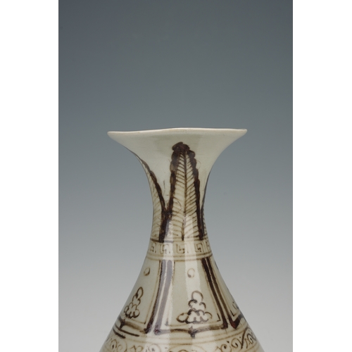 203 - A brown painted vase yuhuchunping 29cm high, 14cm wide