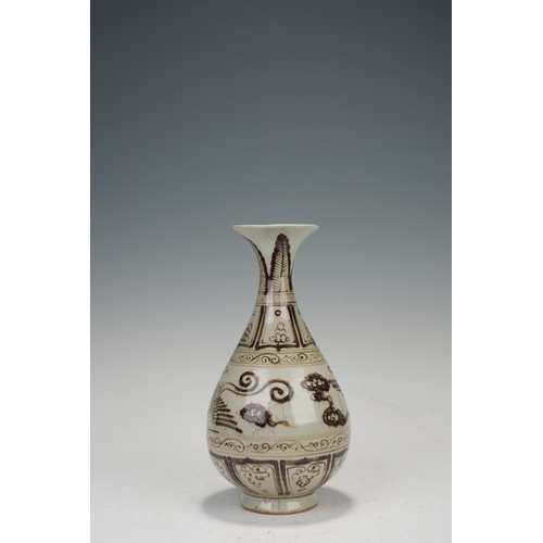 203 - A brown painted vase yuhuchunping 29cm high, 14cm wide