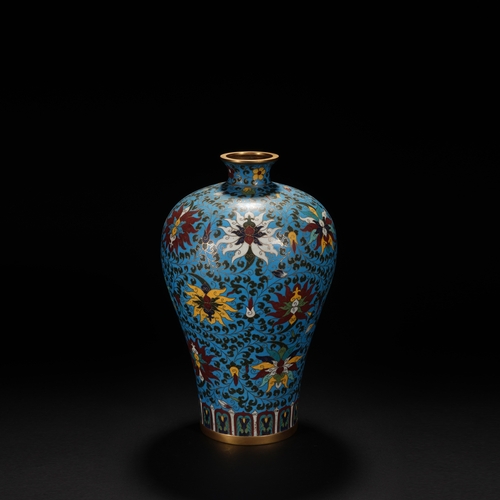 204 - A cloisonne enamelled 'lotus' vase meiping 26cm high, 16cm wide