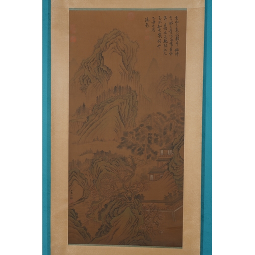 38 - In the manner of Wen Zhengming (1470-1559) , landscape 108cm x 54cm