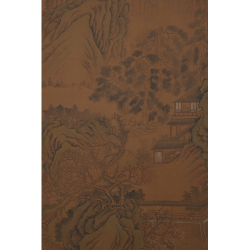 38 - In the manner of Wen Zhengming (1470-1559) , landscape 108cm x 54cm