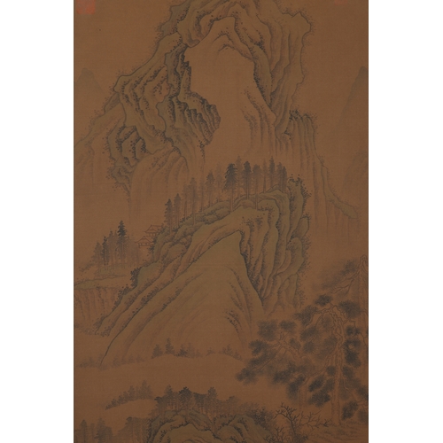 38 - In the manner of Wen Zhengming (1470-1559) , landscape 108cm x 54cm