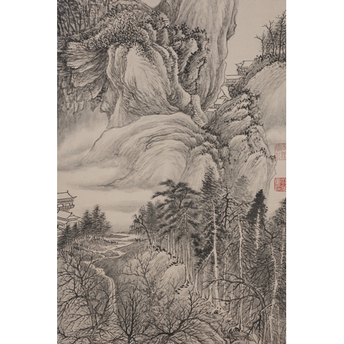 40 - In the manner of Wang Hui (1632-1717), landscape 180cm x 44cm