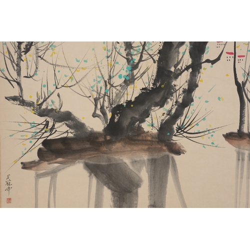 49 - In the manner of Wu Guanzhong (1919 - 2010), landscape 69cm x 67cm