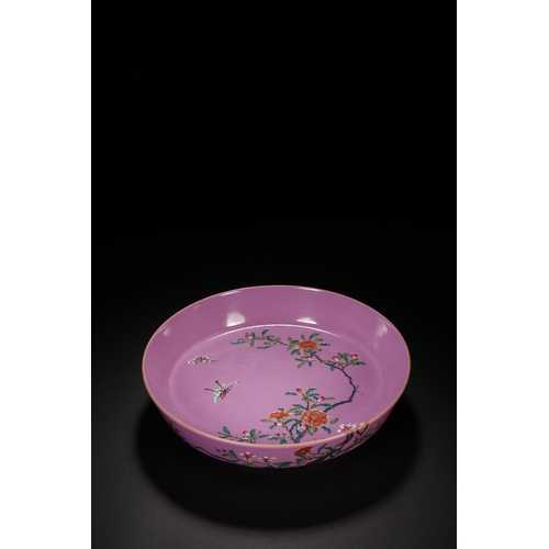 55 - A famille-rose 'floral' dish 20cm diameter, 4.5cm high