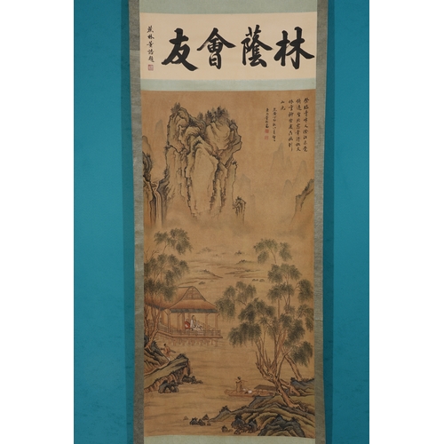 58 - In the manner of Dong Bangda (1699 - 1769), landscape 135cm x 56cm