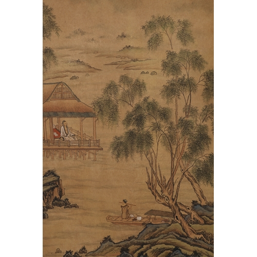 58 - In the manner of Dong Bangda (1699 - 1769), landscape 135cm x 56cm