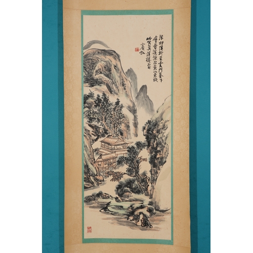 59 - In the  manner of Xu Beihong (1895 - 1953), landcape 90cm x 36cm