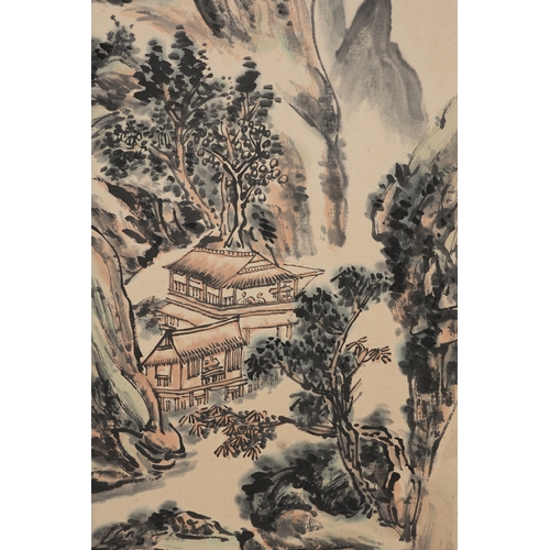 59 - In the  manner of Xu Beihong (1895 - 1953), landcape 90cm x 36cm