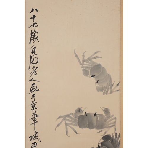 6 - In the manner of Qibaishi (1863-1957), crabs 34cm x 102cm