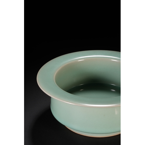 60 - A celadon glazed brush washer 18cm diameter, 7cm high