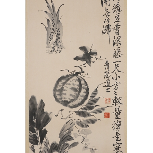 61 - Ink colour fruits and vegetables hangling scroll 100cm x 33cm