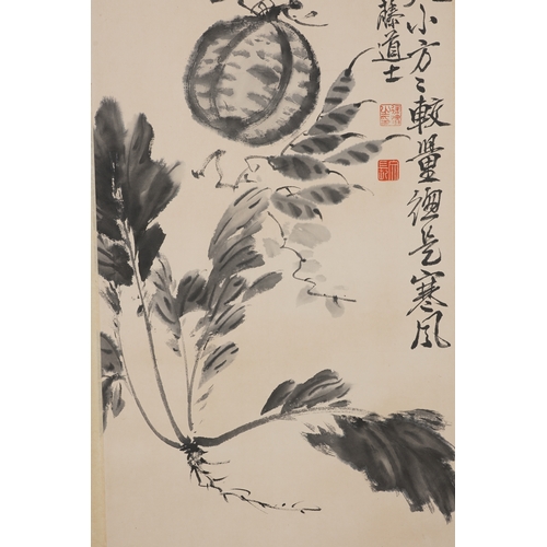 61 - Ink colour fruits and vegetables hangling scroll 100cm x 33cm