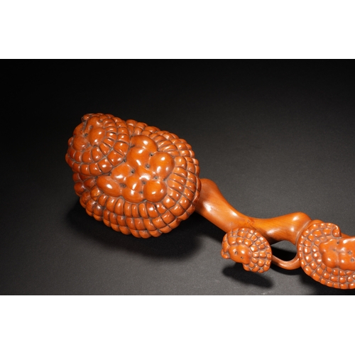 62 - A boxwood ruyi sceptre, Qing Dynasty 31.5cm long