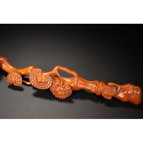 62 - A boxwood ruyi sceptre, Qing Dynasty 31.5cm long