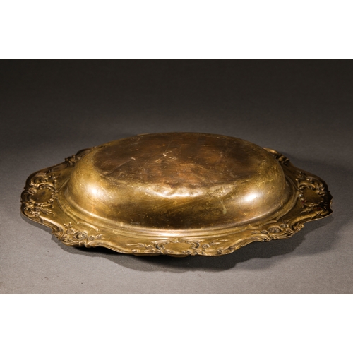 64 - A carved copper fruit tray 33.5cm long