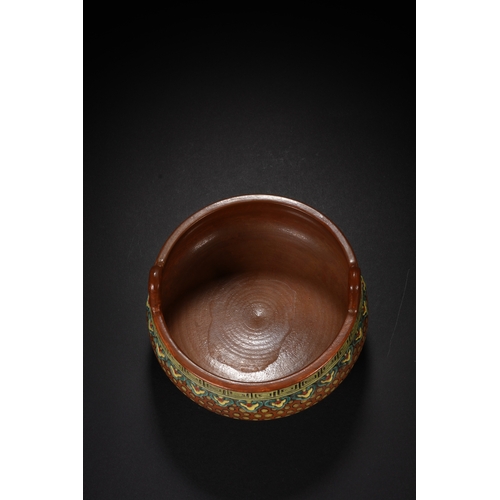 70 - A brown-glazed tripod censer with qianlong four-character mark13cm diameter, 8cm high