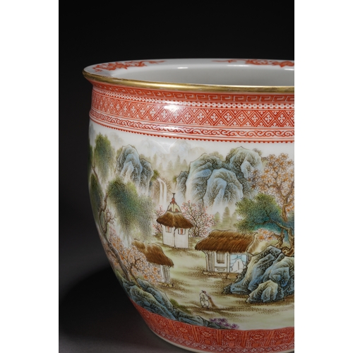 91 - A famille-rose jardinere, Qing Dynasty 26.5cm diameter, 22cm high