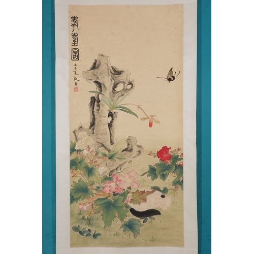 95 - In the manner of Yu Zhizhen (1915-1998), birds and flowers133cm x 63cm