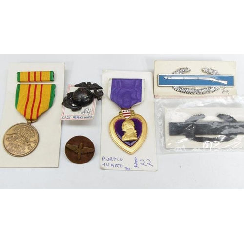 109 - Collection of USA medals incl Purple Heart Vietnam