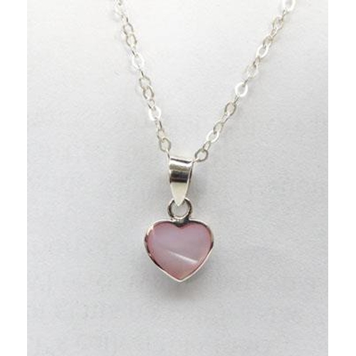 123 - Sterling silver mother of pearl heart necklace