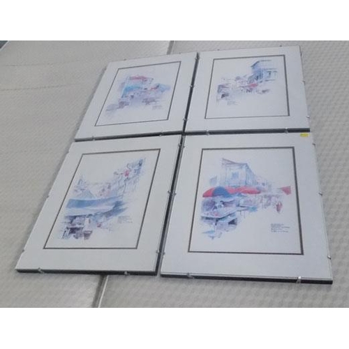 164 - Four glass framed Singapore prints