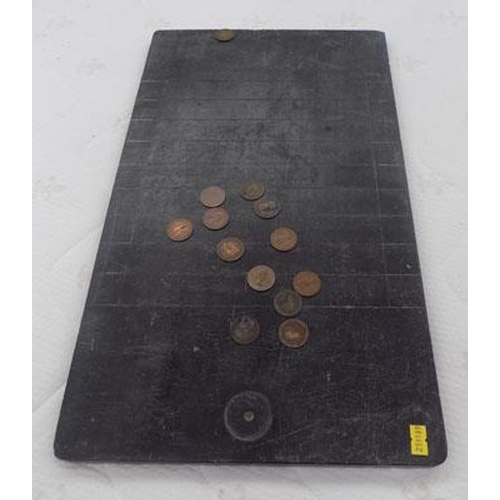 174 - Vintage Halfpenny board and coins